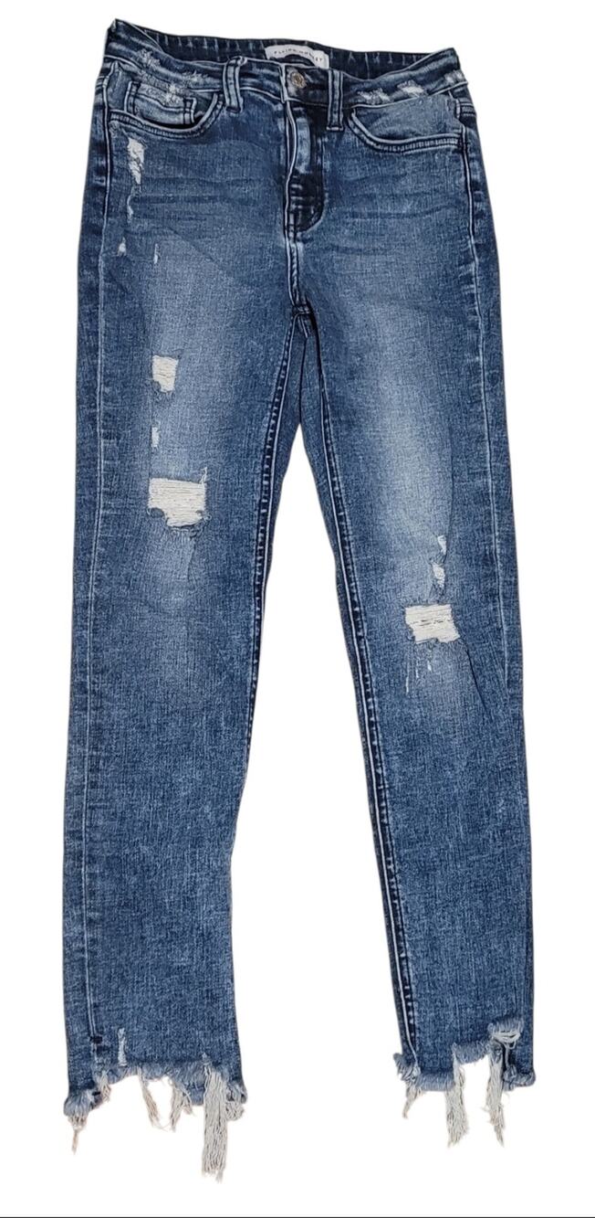 Flying Monkey Distressed Frayed Hem Skinny Jeans 26